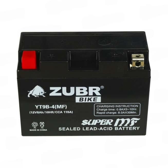 Аккумулятор ZUBR (8 Ач, 12 V) Прямая, L+ YT9B-4 арт.YT9B-4 (MF)