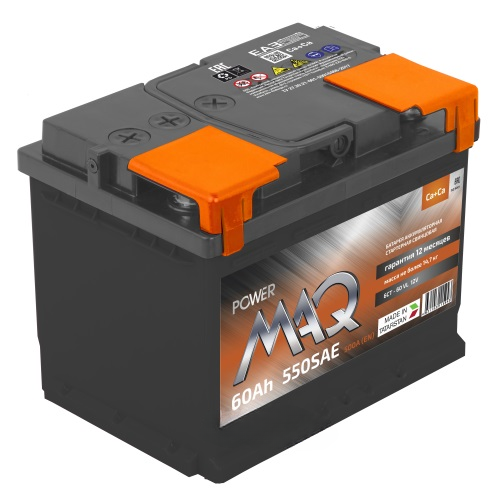 Батарея аккумуляторная POWERMAQ 060023K01PM 60А/ч 550А прямая полярн. стандартные (Европа) клеммы